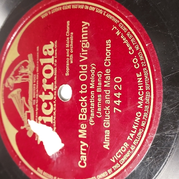 Vintage 1903 Victor #74420 78 Vinyl Record Carry Me Back to Old Virginny - Picture 3 of 10
